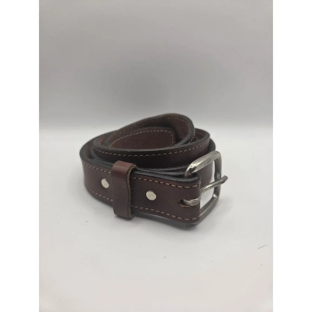 Main Street Brand Leather Belt Mens 44 Brown Stitched USA Made Workwear Western